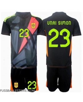 Günstige Spanien Unai Simon #23 Torwart Auswärts Trikotsatzt Kinder EM 2024 Kurzarm (+ Kurze Hosen)